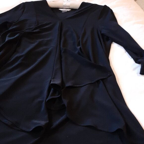 TanJay Asymmetrical Blouse Black Size Petite Small - Picture 1 of 6